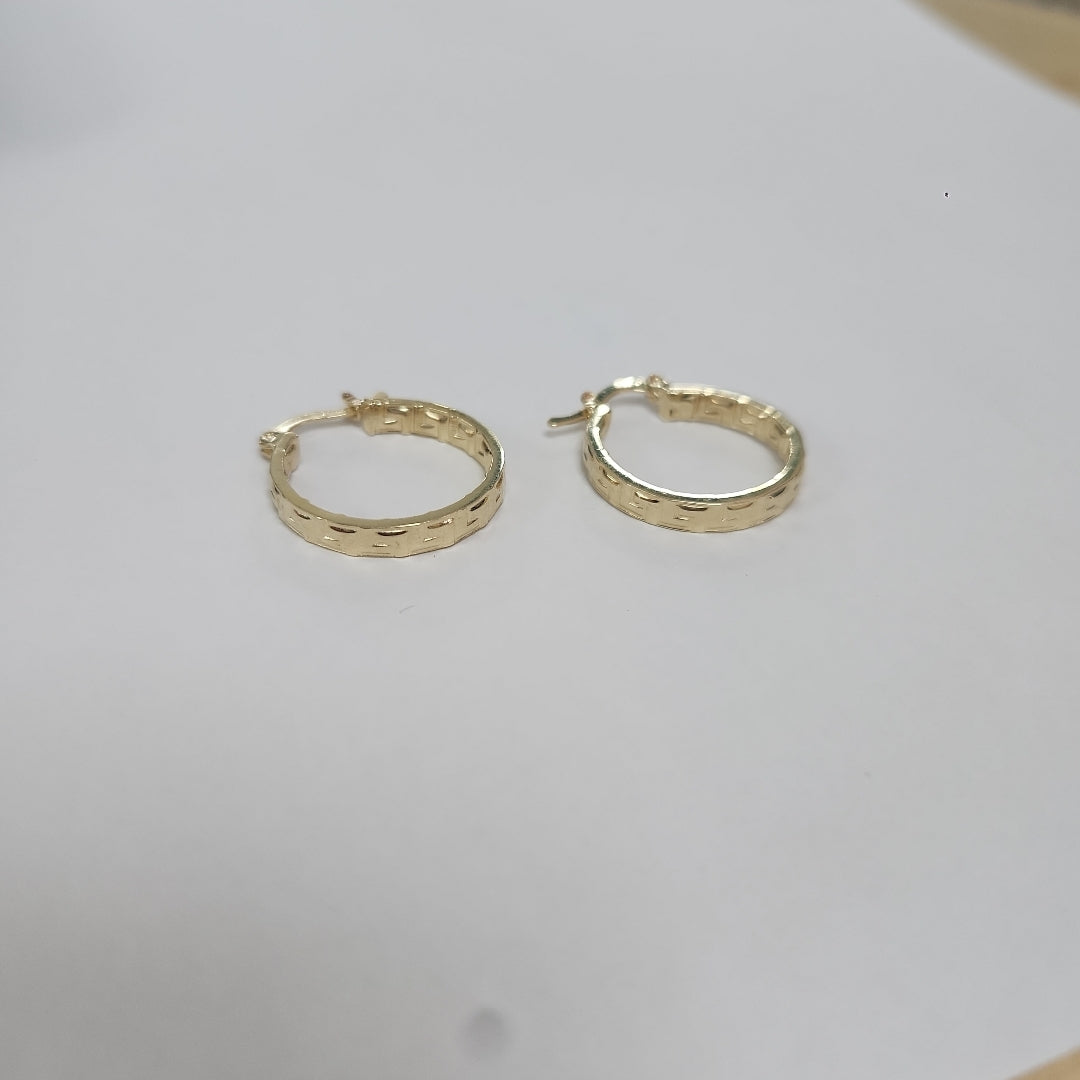 ARETES TEJIDO ARRACADAS TIPO GRECAS 14K 2.1 GR (NUEVO)