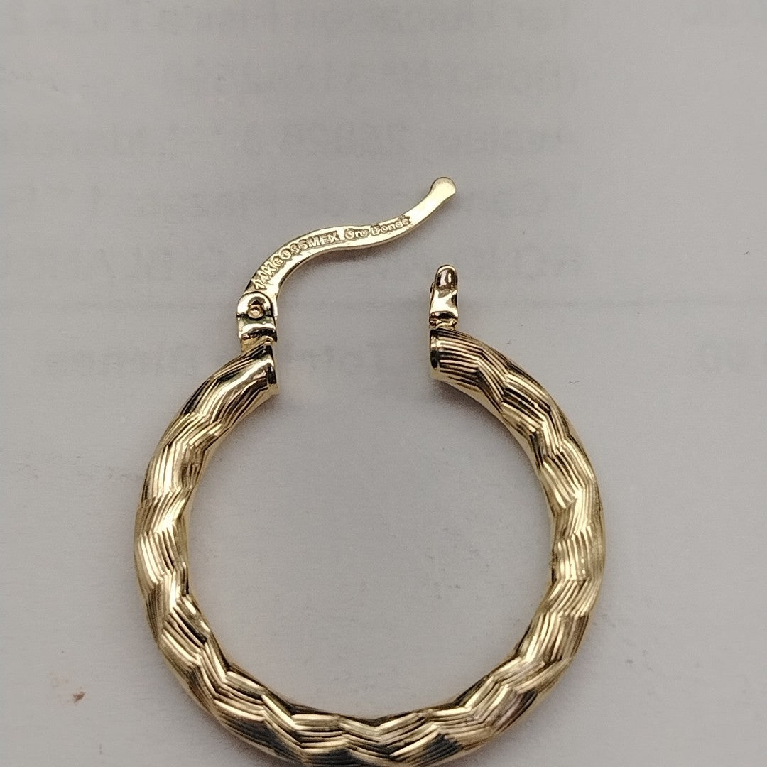 ARETES TEJIDO ARRACADA LABRADA 14K 2.7 GR (NUEVO)