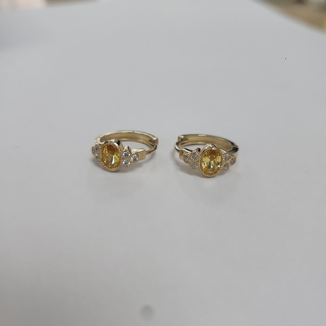 ARETES ARRACADAS CON CIRCONIAS Y PDRAS COL 14K 3.2 GR (NUEVO)