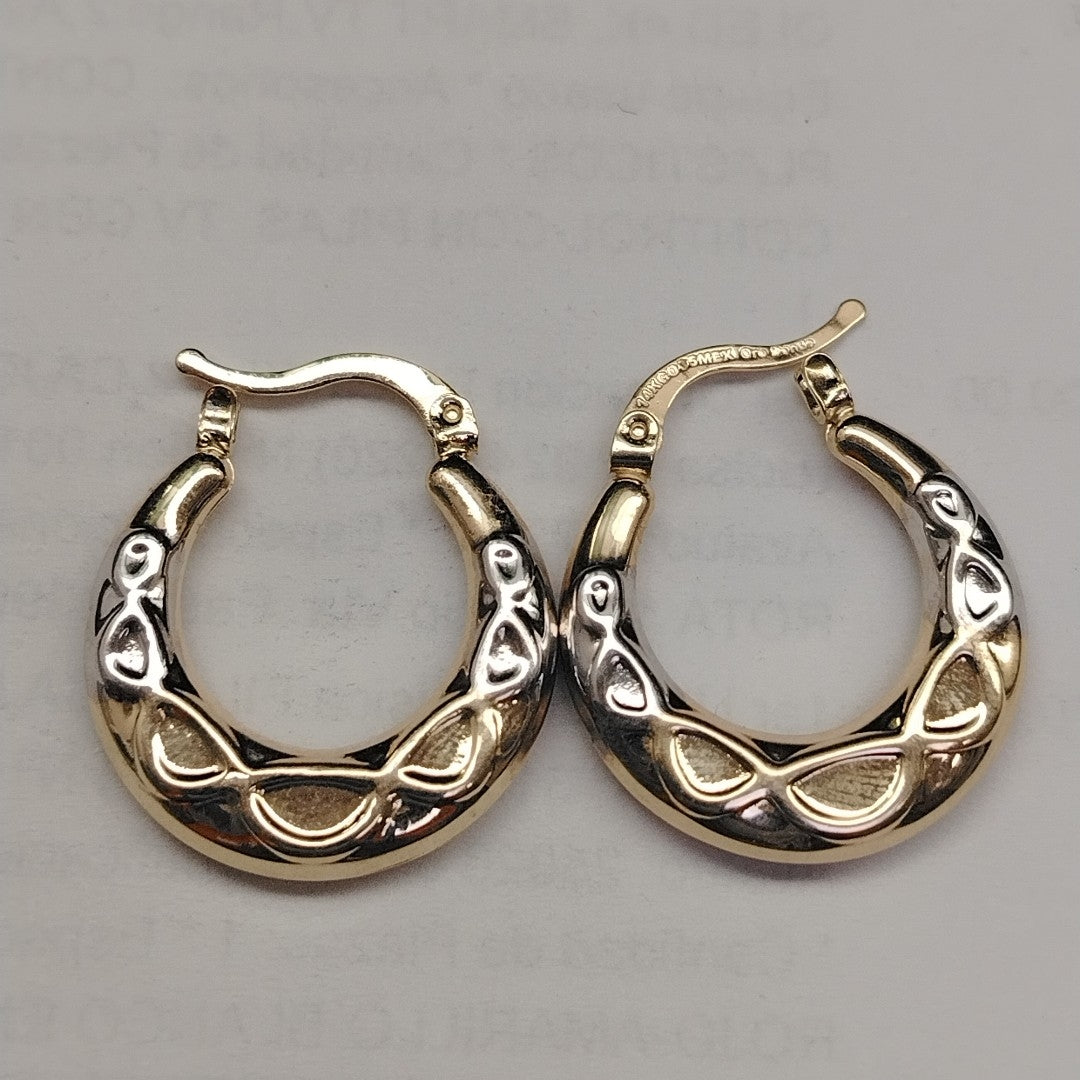ARETES ARRACADAS COMBINADAS CON INFINITO 14K 2.3 GR (NUEVO)