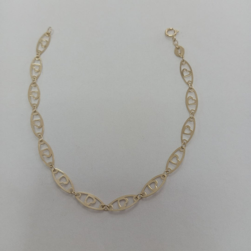 PULSERA TEJIDO ESPECIAL CON CORAZON 14K 18 CM 1.4 GR (NUEVO)