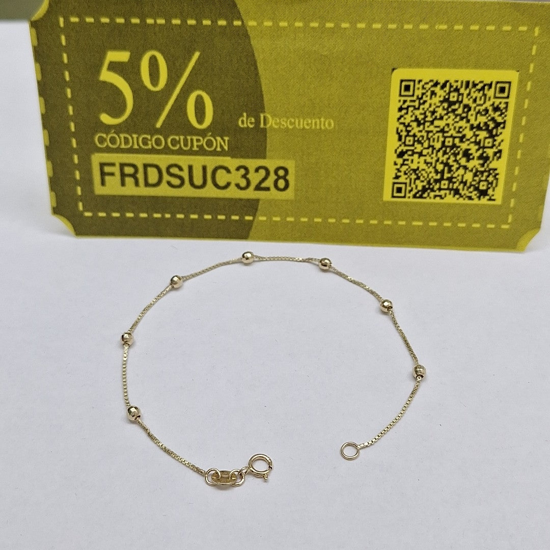 PULSERA ESPECIAL CON BOLITAS 14K 18 CM 1.4 GR (NUEVO)