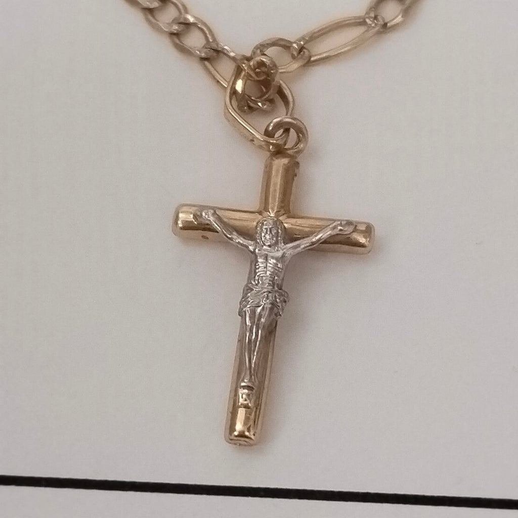 CADENA, CRUZ ORO, ORO BLANCO, RODIADO 10 K 4.8 GRMS (SEMINUEVO)