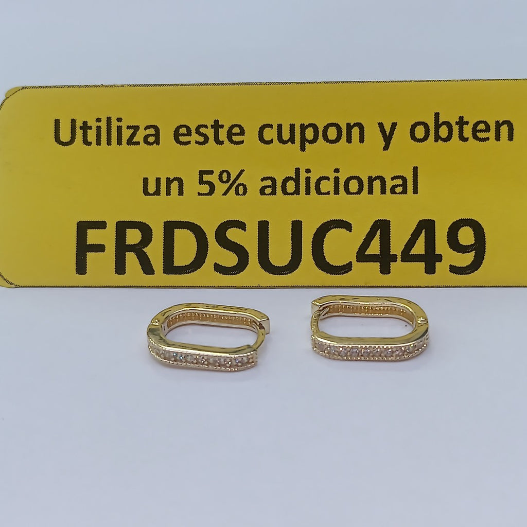 ARETES HUGGIES OVALADA C CIRCONIAS 14K 2.5 GR (NUEVO)