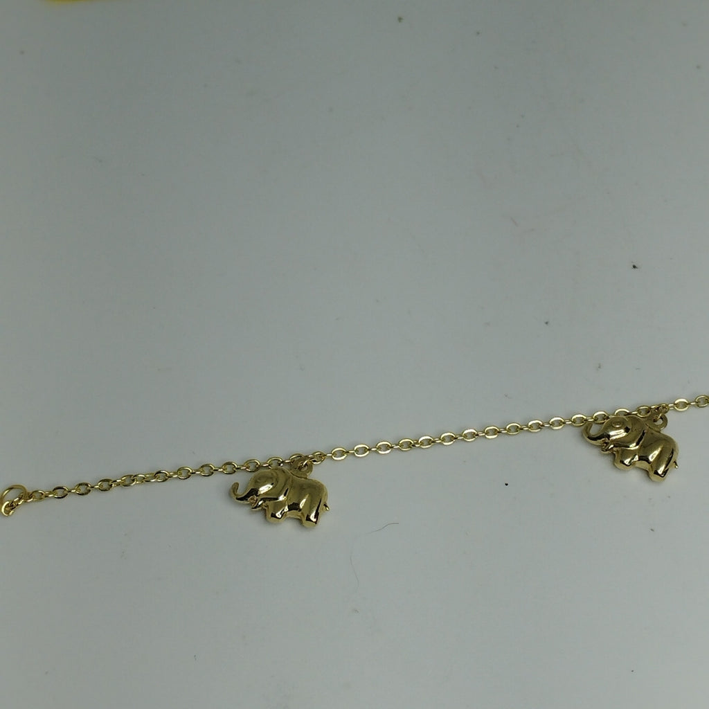 PULSERA ESPECIAL CON DIJES ELEFANTES 10K 18 CM 2.2 GR (NUEVO)