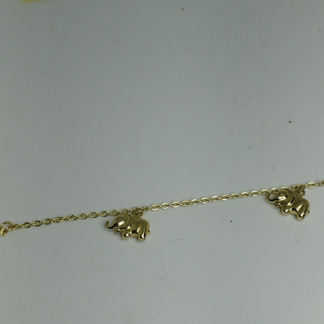 PULSERA ESPECIAL CON DIJES ELEFANTES 10K 18 CM 2.2 GR (NUEVO)