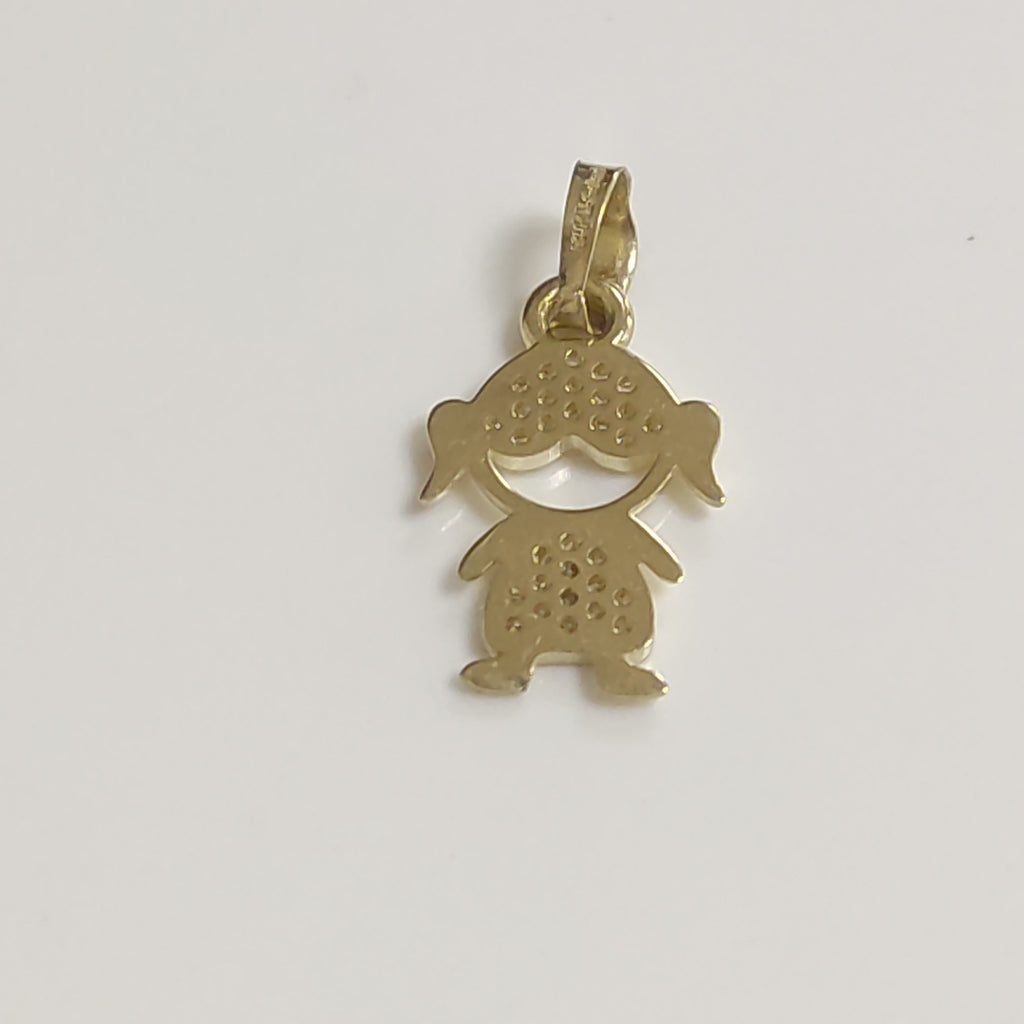 DIJE TEJIDO NIÑA CON CIRCONIAS 14K 0.9 GR (NUEVO)