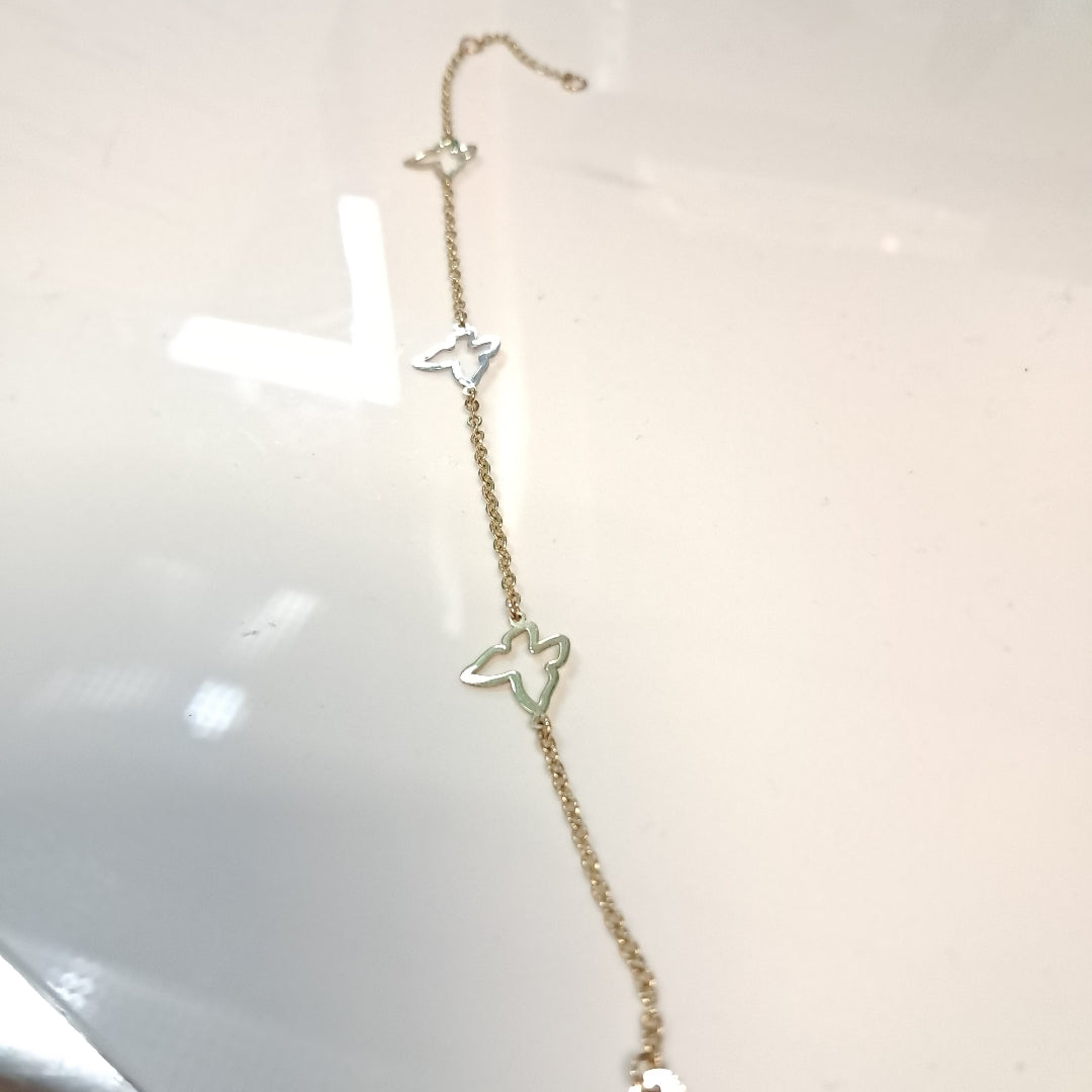 PULSERA ESPECIAL C MARIPOSAS 14K 18 CM 1.7 GR (NUEVO)