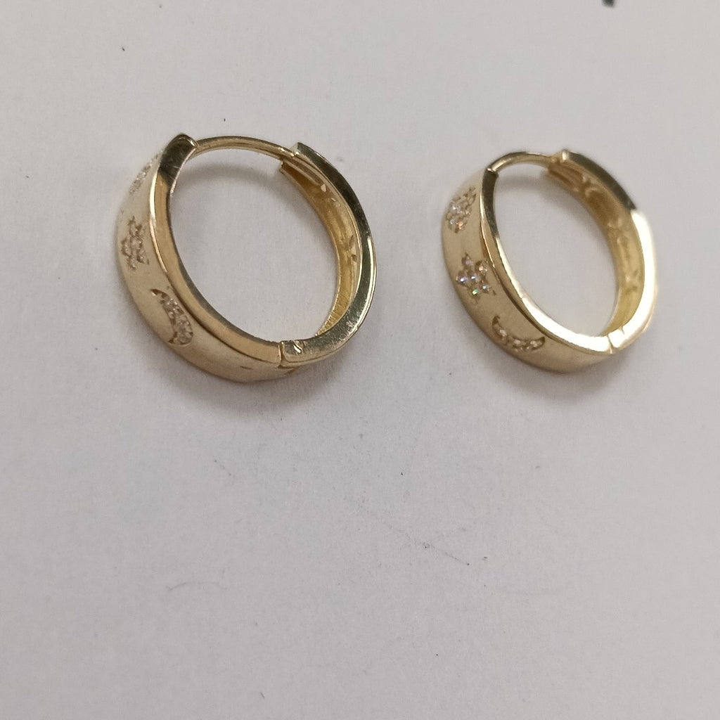 ARETES TEJIDO HUGGIES CON CIRCONIAS 14K 3 GR (NUEVO)