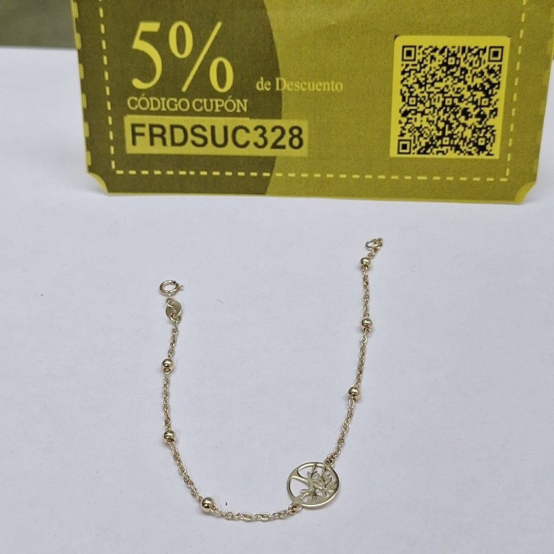 PULSERA TEJIDO ESPECIAL ARBOL 14K 18 CM 1.8 GR (NUEVO)