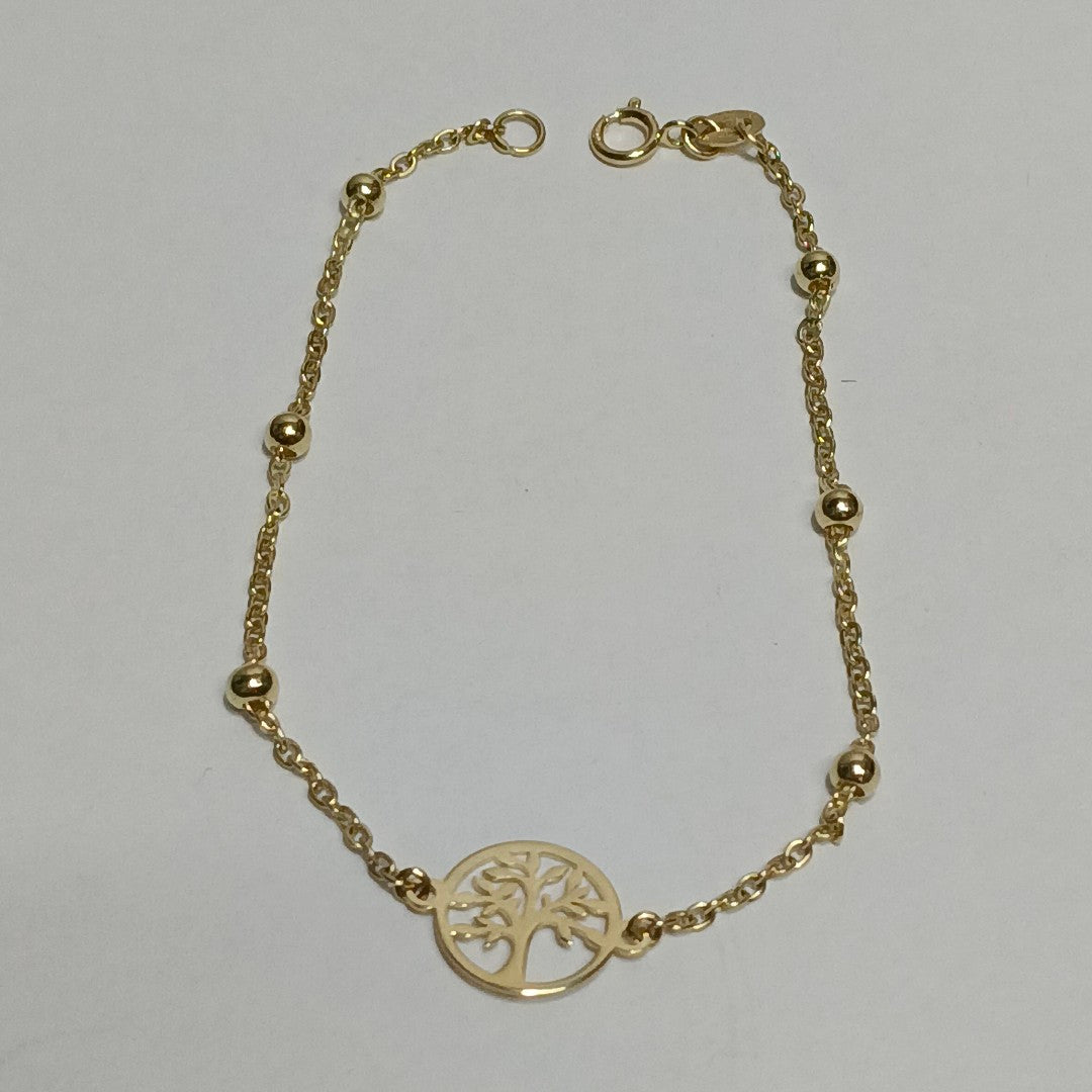 PULSERA TEJIDO ESPECIAL ARBOL 14K 18 CM 1.7 GR (NUEVO)