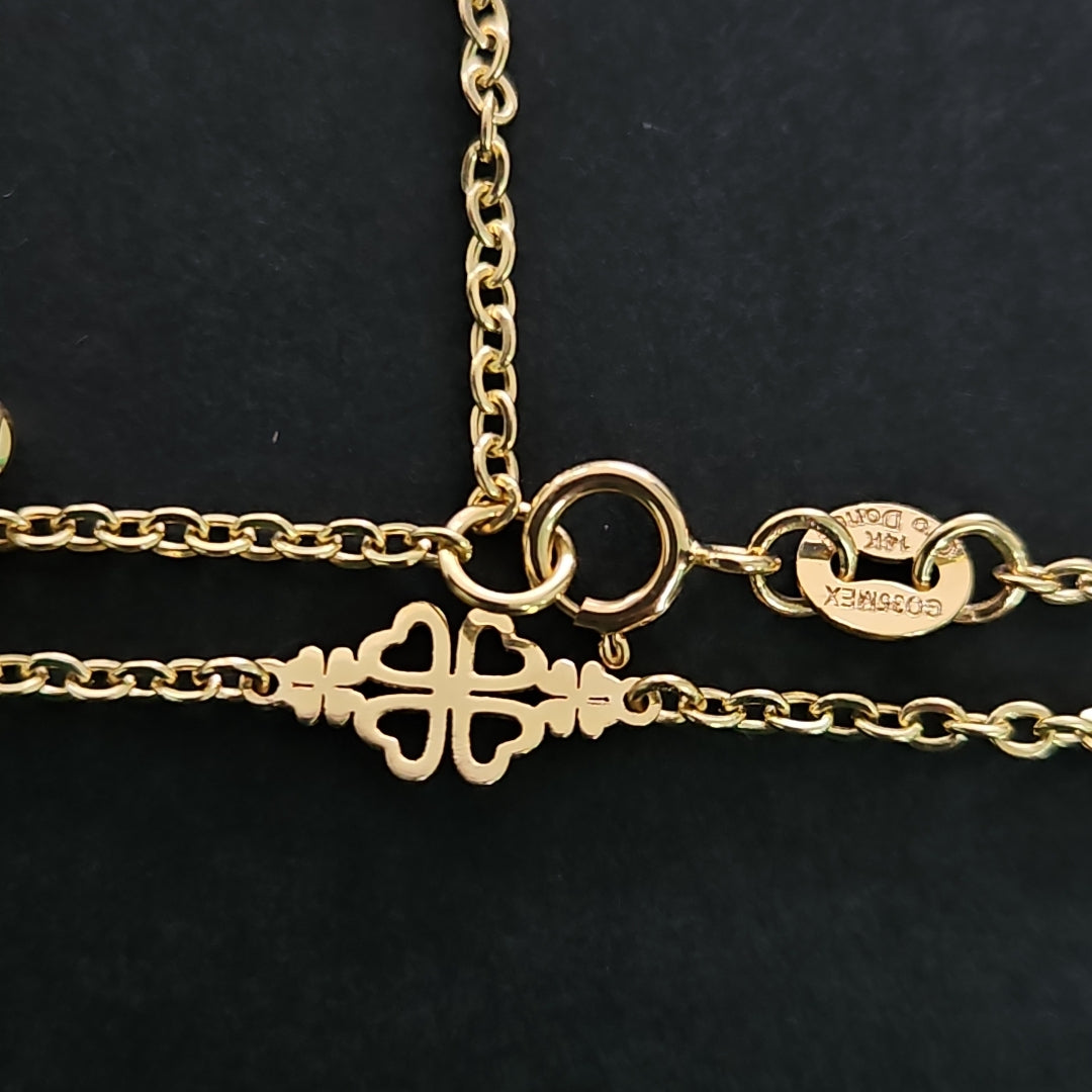 PULSERA ESPECIAL CON TREBOL 14K 18 CM 1.8 GR (NUEVO)