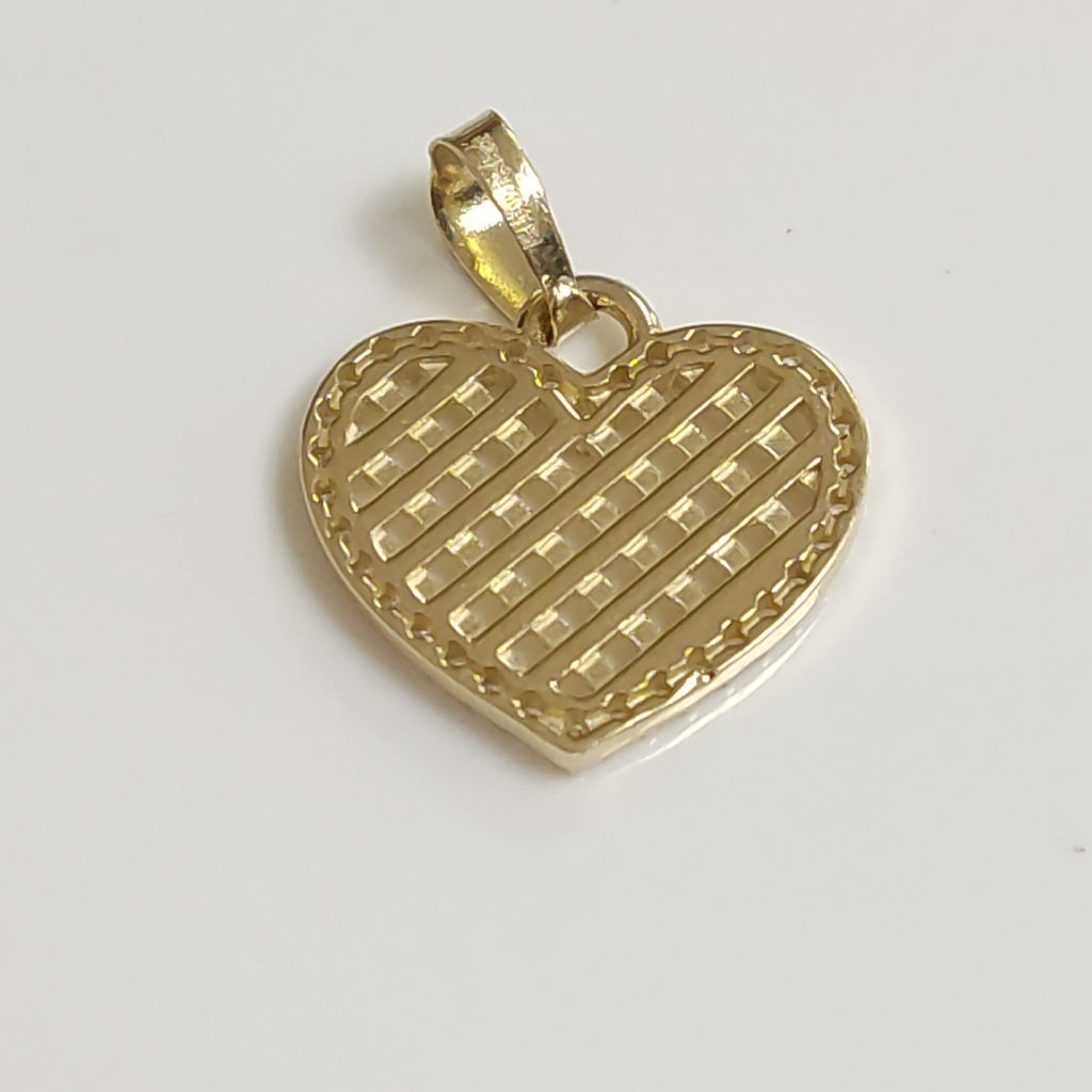 DIJE TEJIDO CORAZON CON CERCO DE CIRCONIAS 14K 1.1 GR (NUEVO)