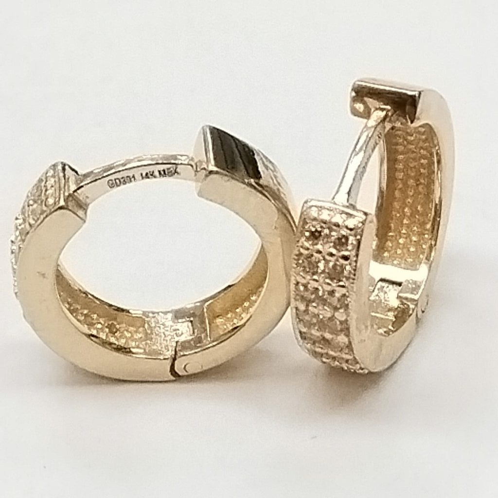 ARETES HUGGIES C CIRCONIAS 14K 2.2 GR (NUEVO)