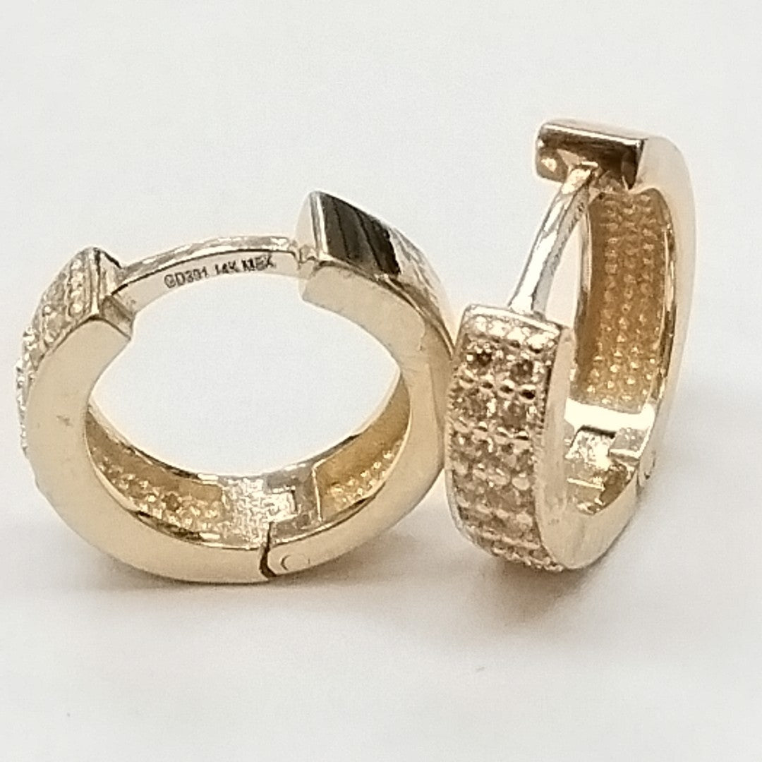 ARETES HUGGIES C CIRCONIAS 14K 2.2 GR (NUEVO)