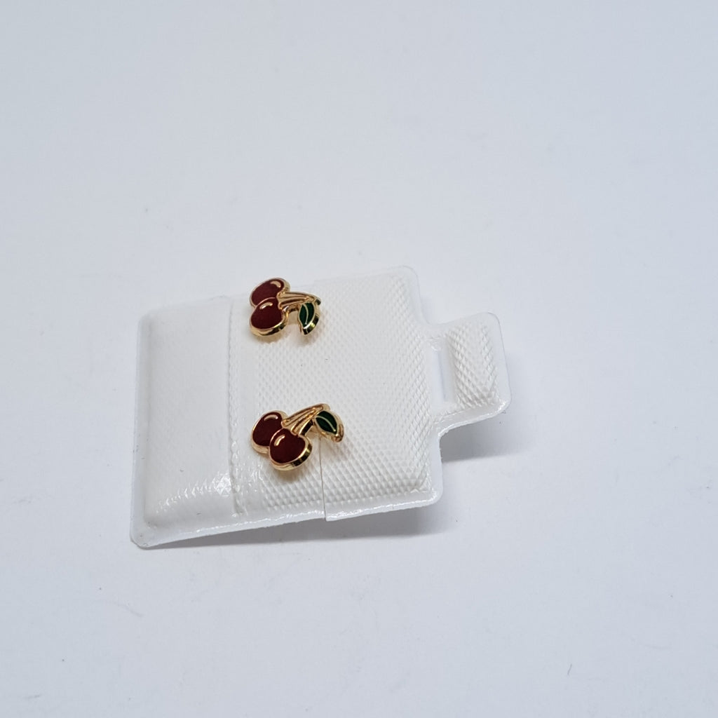 BROQUELES BROQUE FIG CEREZA C ESMALTE 14K 0.2203 GR (NUEVO)