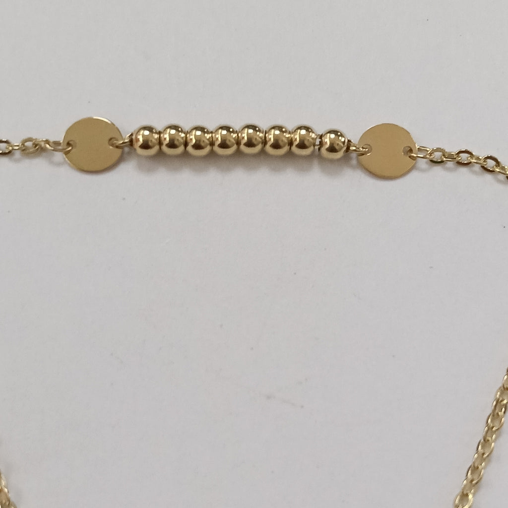 PULSERA TEJIDO ESPECIAL CON BOLITAS 14K 18 CM 1.8 GR (NUEVO)