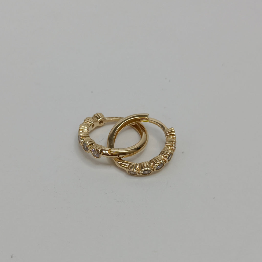 ARETES HUGGIES C CIRCONIAS 14K 2 GR (NUEVO)
