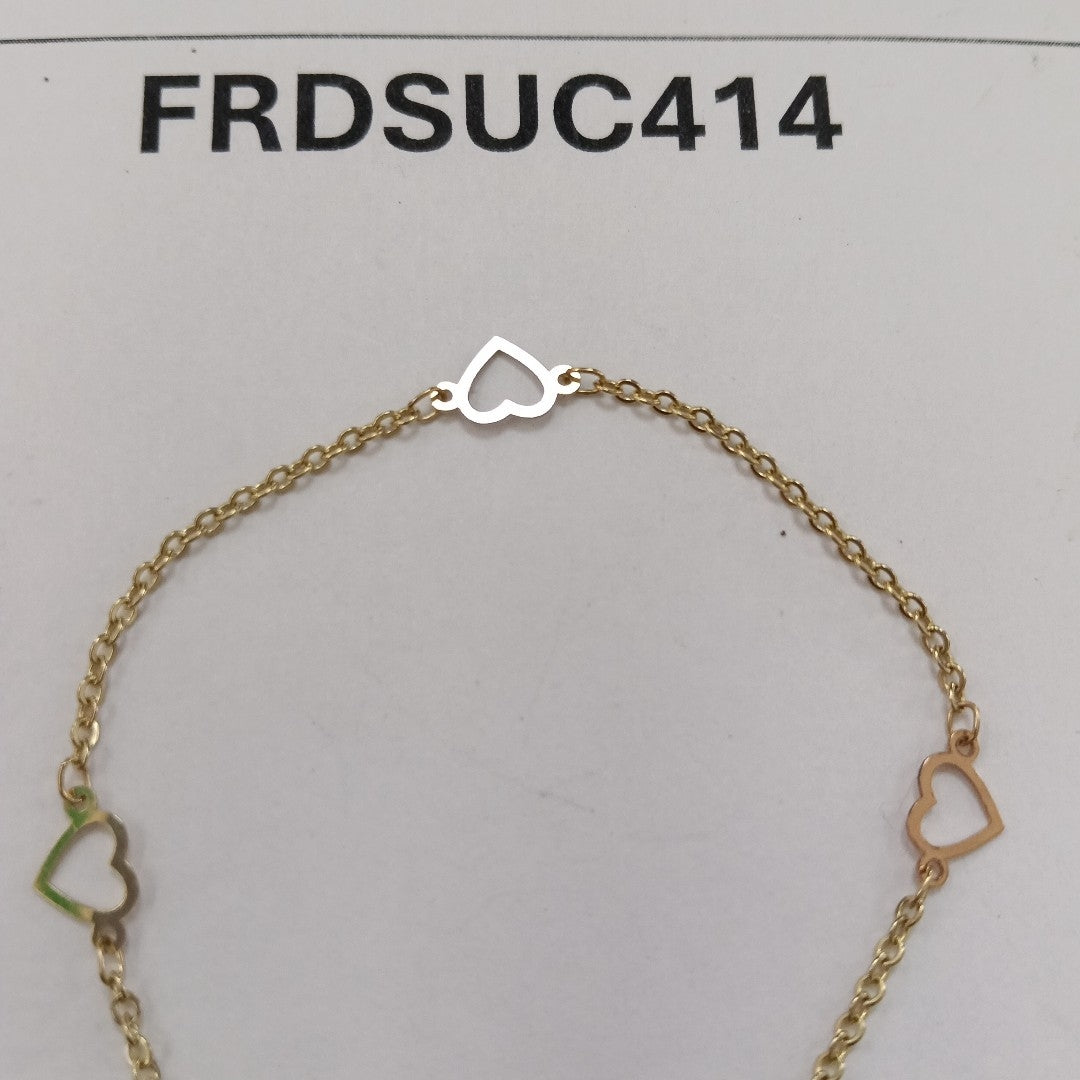 PULSERA ESPECIAL CON CORAZONES 14K 18 CM 1.3 GR (NUEVO)