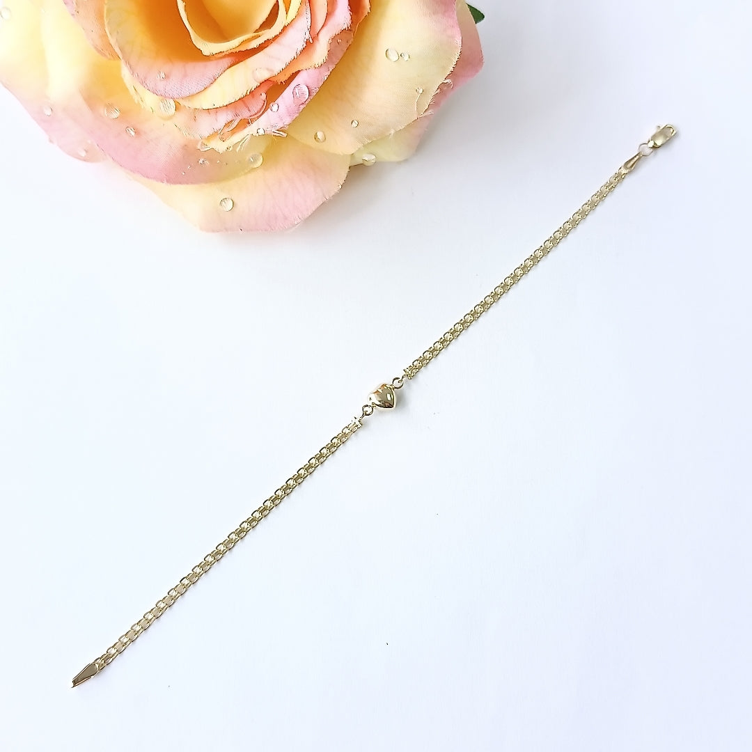 PULSERA ESPECIAL C CORAZON 14K 18 CM 2.7 GR (NUEVO)