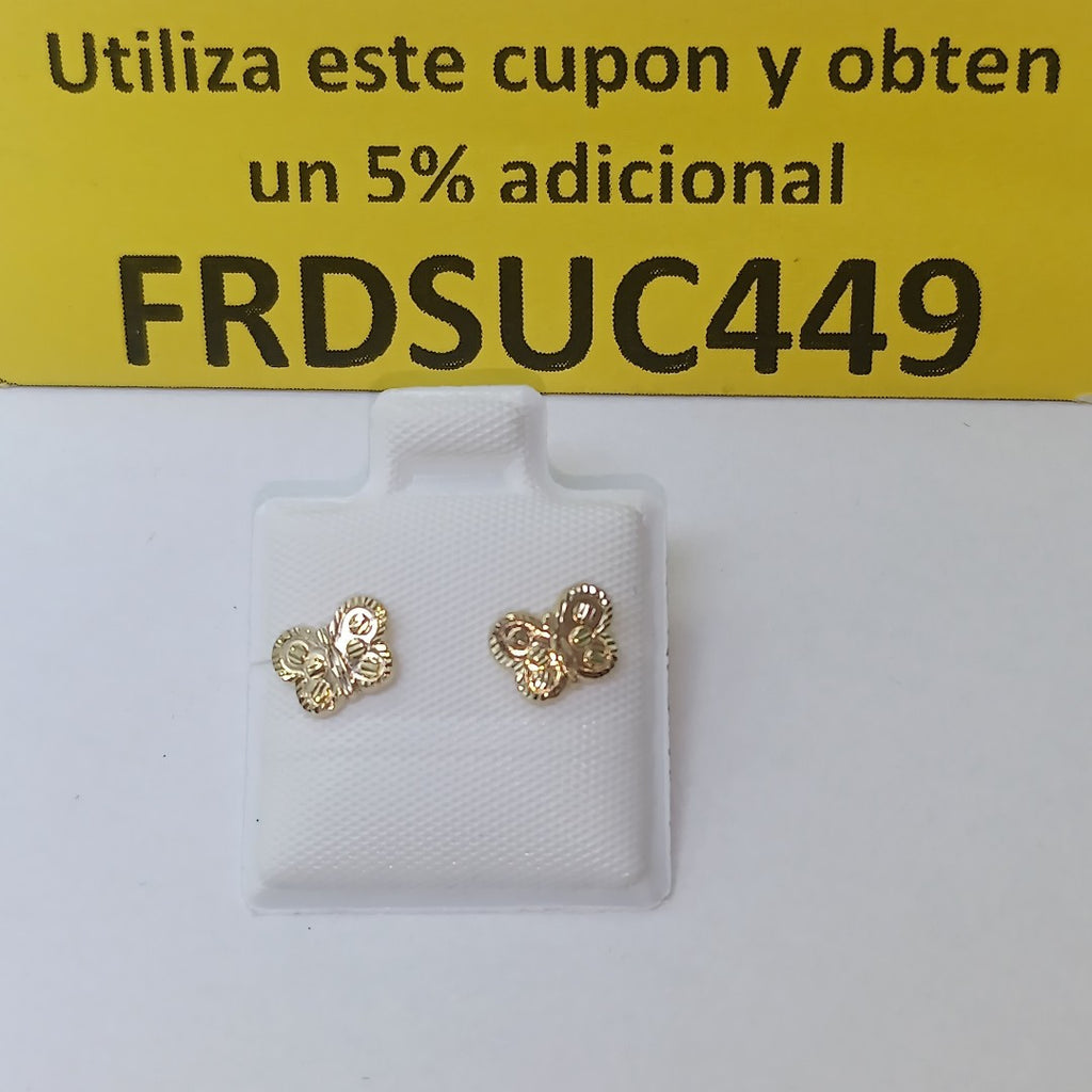 BROQUELES BROQUEL FIG MARIPOSA 14K 0.2668 GR (NUEVO)