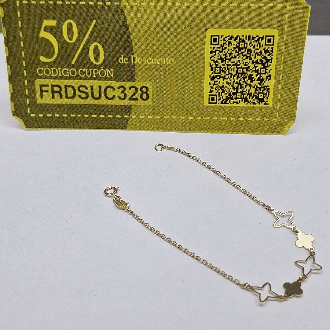 PULSERA TEJIDO ESP CON TREBOL 14K 18 CM 1.6 GR (NUEVO)