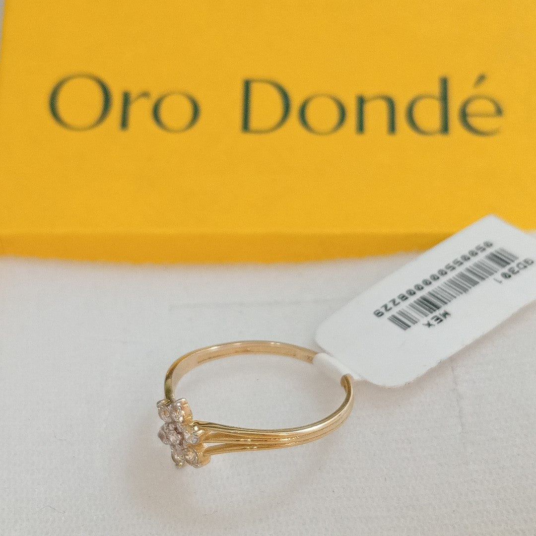 ANILLO ANILLITO FLOR C CIRCONIAS 14K 8 TALLA 1.4 GR (NUEVO)