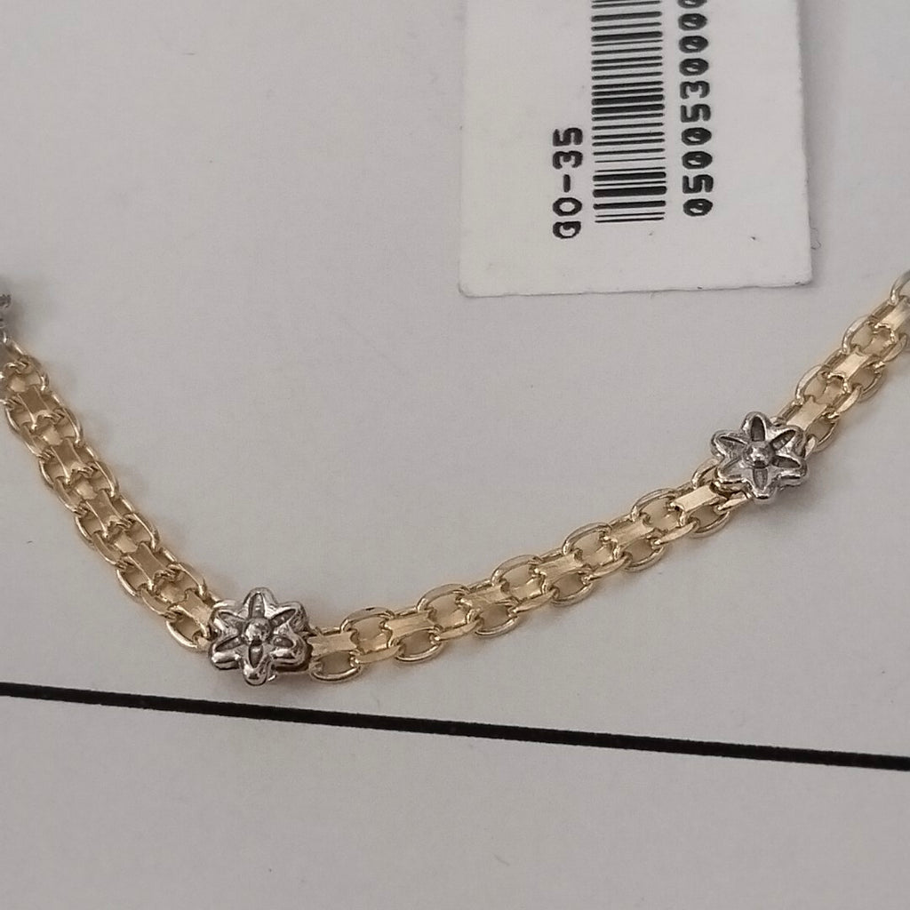 PULSERA ESPECIAL C FLORES 14K 18 CM 3 GR (NUEVO)