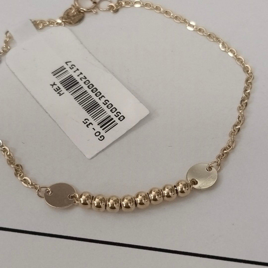 PULSERA TEJIDO ESPECIAL CON BOLITAS 14K 18 CM 1.8 GR (NUEVO)