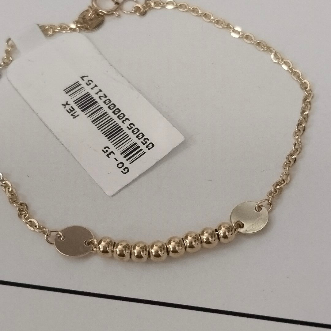 PULSERA TEJIDO ESPECIAL CON BOLITAS 14K 18 CM 1.8 GR (NUEVO)