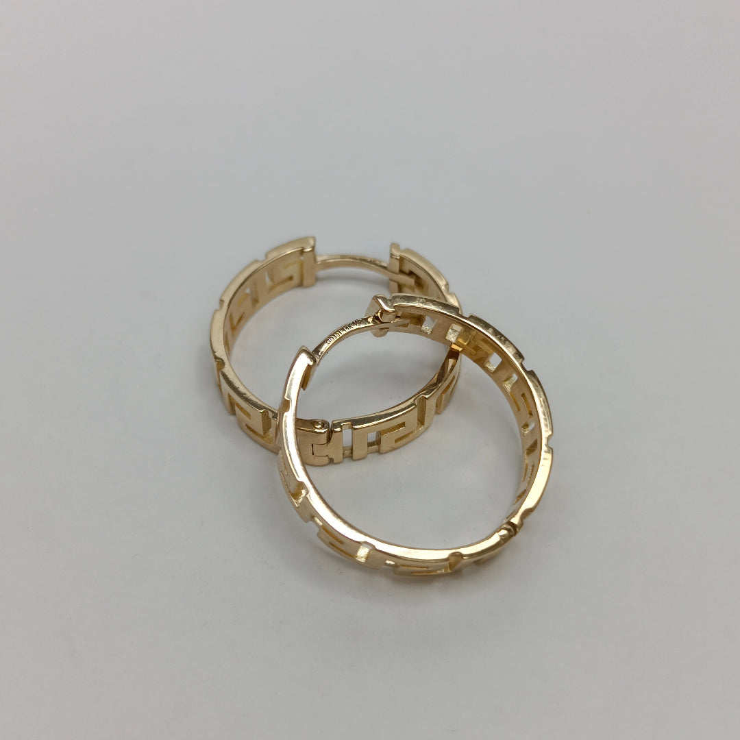 ARETES ARRACADA C GRECAS 14K 7.5 GR (NUEVO)