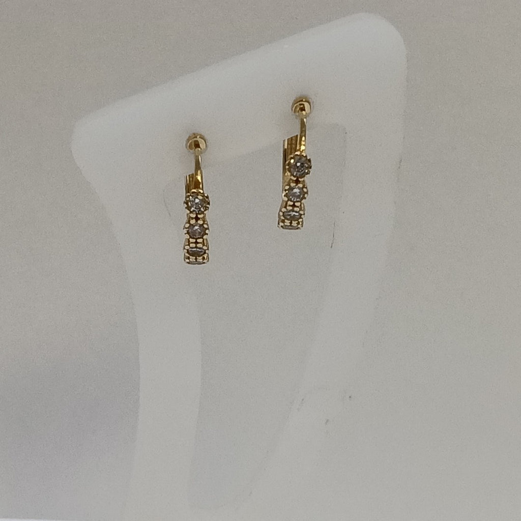ARETES HUGGIES C CIRCONIAS 14K 2 GR (NUEVO)
