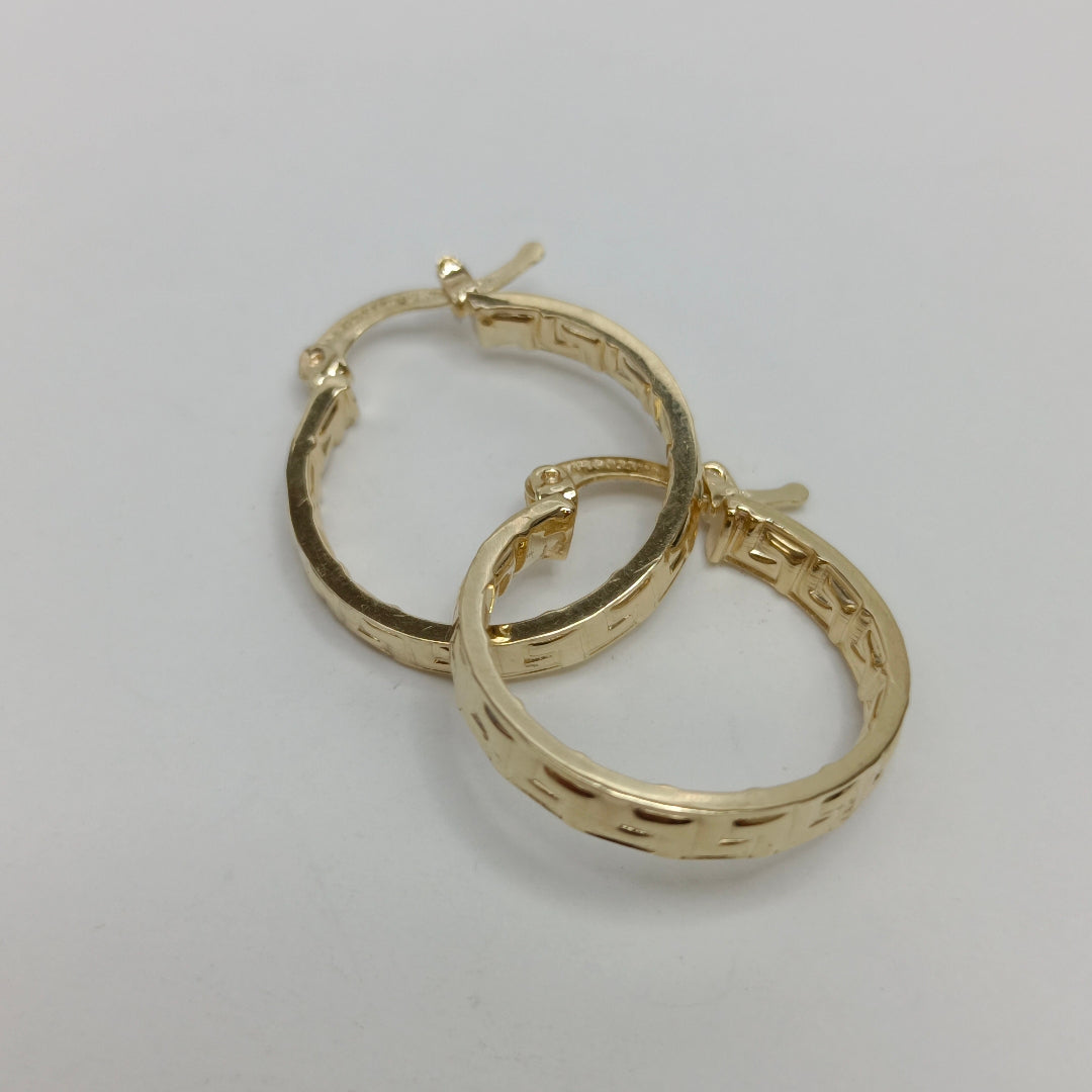 ARETES TEJIDO ARRACADAS TIPO GRECAS 14K 2.1 GR (NUEVO)