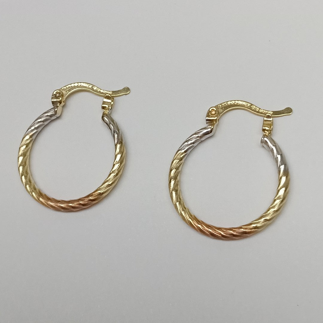 ARETES TEJIDO ARRACADAS TZL COMBINADAS 14K 1.8 GR (NUEVO)