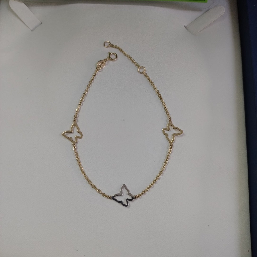 PULSERA ESPECIAL C MARIPOSAS 14K 18 CM 1.7 GR (NUEVO)