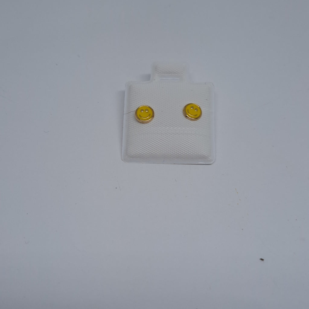 BROQUELES BROQUEL FIG SONRISA ESMALTE AMARILLO 14K 0.2074 GR (NUEVO)