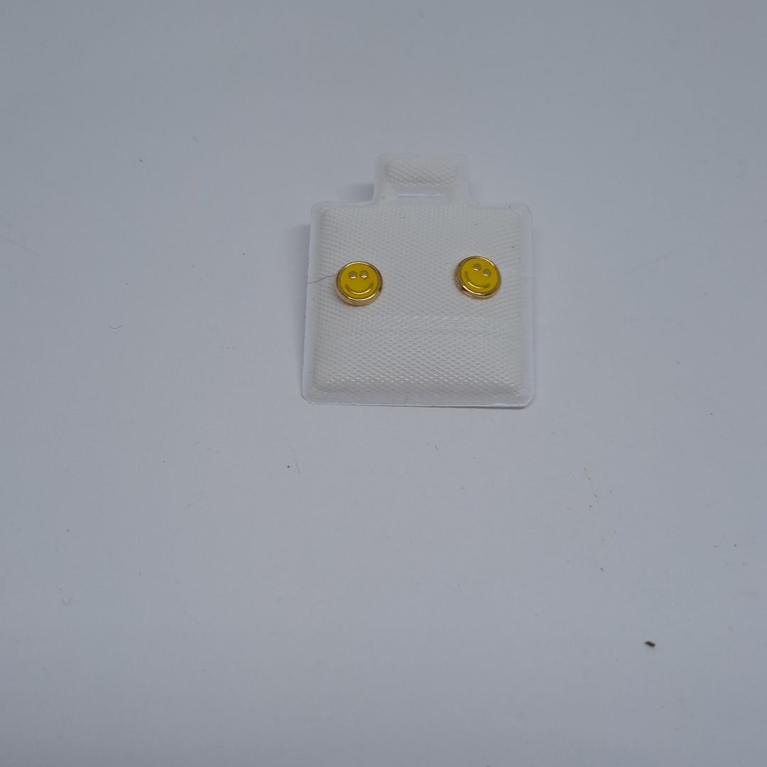 BROQUELES BROQUEL FIG SONRISA ESMALTE AMARILLO 14K 0.2074 GR (NUEVO)