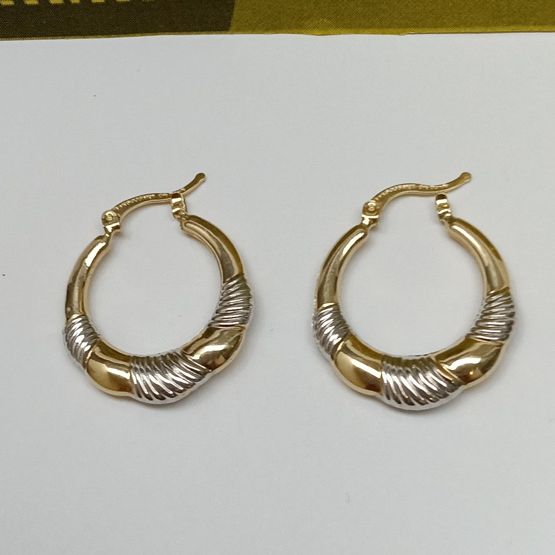 ARETES ARRACADAS HUECAS COMBINADAS 14K 2.6 GR (NUEVO)