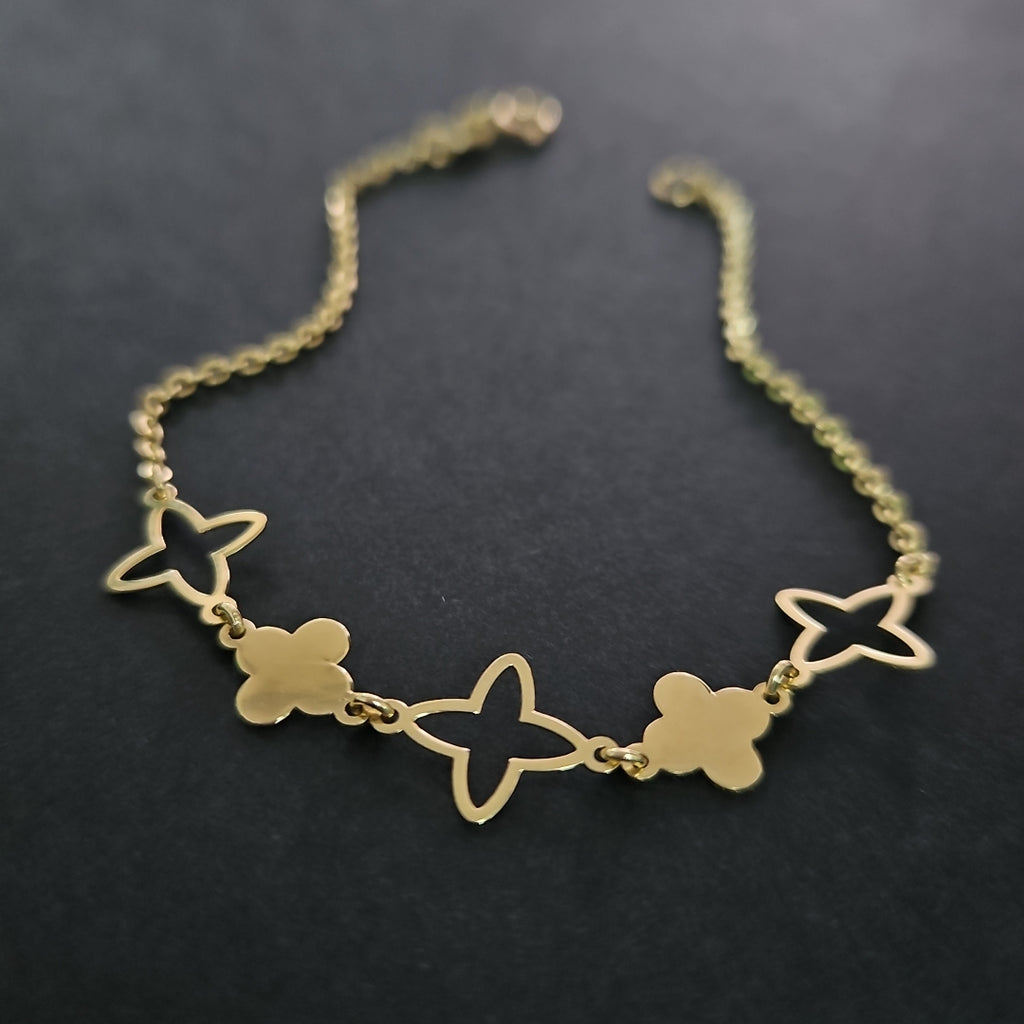 PULSERA TEJIDO ESP CON TREBOL 14K 18 CM 1.6 GR (NUEVO)