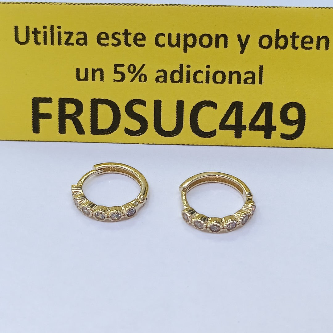 ARETES ARRACADA C CIRCONIAS 14K 2.1 GR (NUEVO)