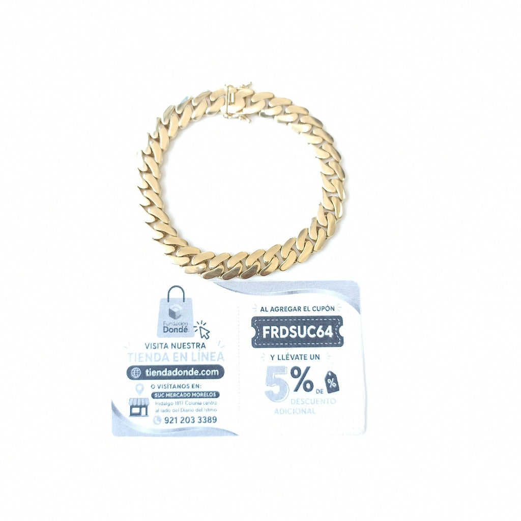PULSERAS CABALLERO BARBADA AMARILLA ORO 10K 17.3 (NUEVO)