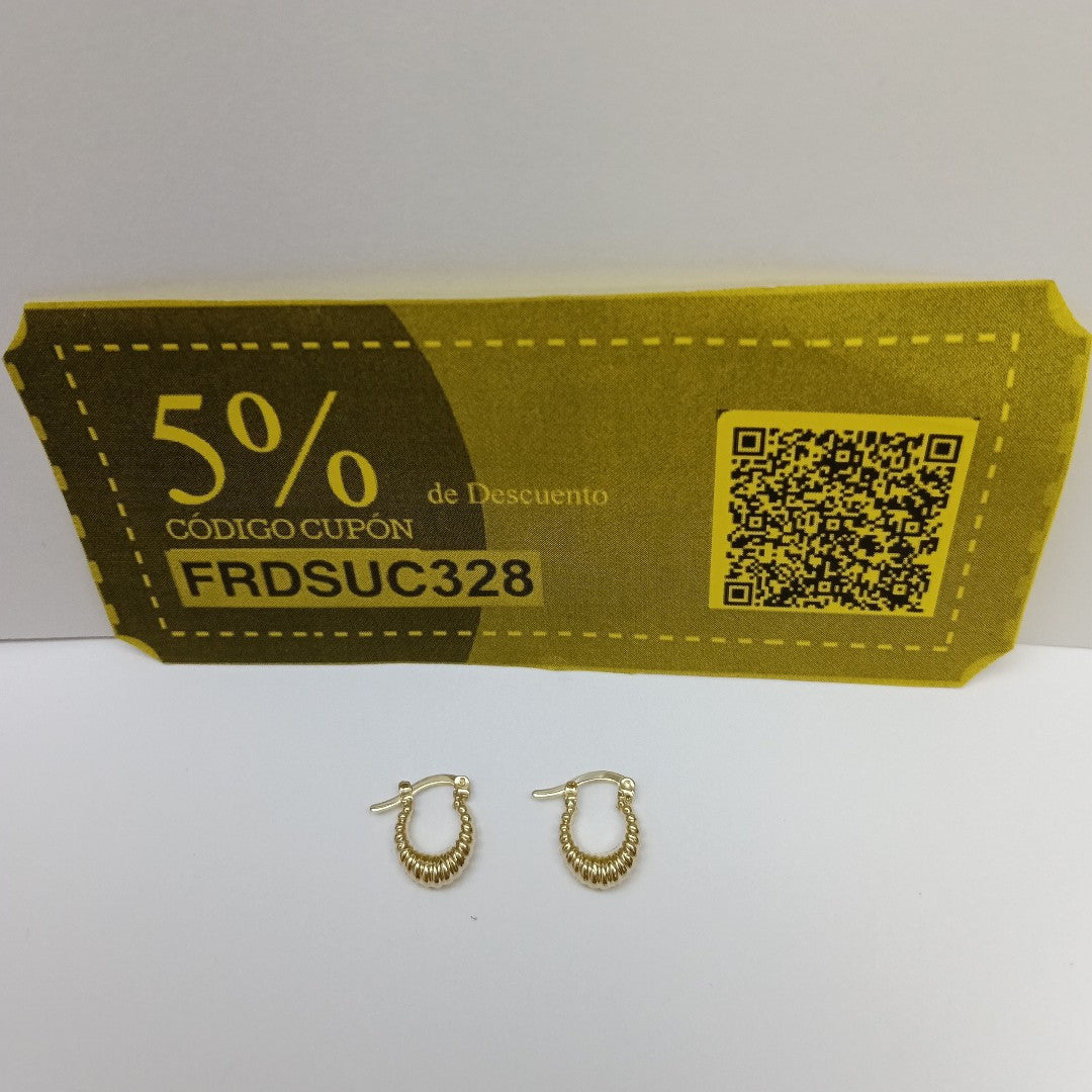 ARETES ARRACADA ESTRIADAS 14K 1.1 GR (NUEVO)