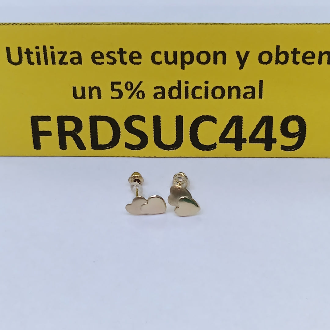 BROQUELES BROQUEL CORAZON DOBLE 14K 0.2171 GR (NUEVO)