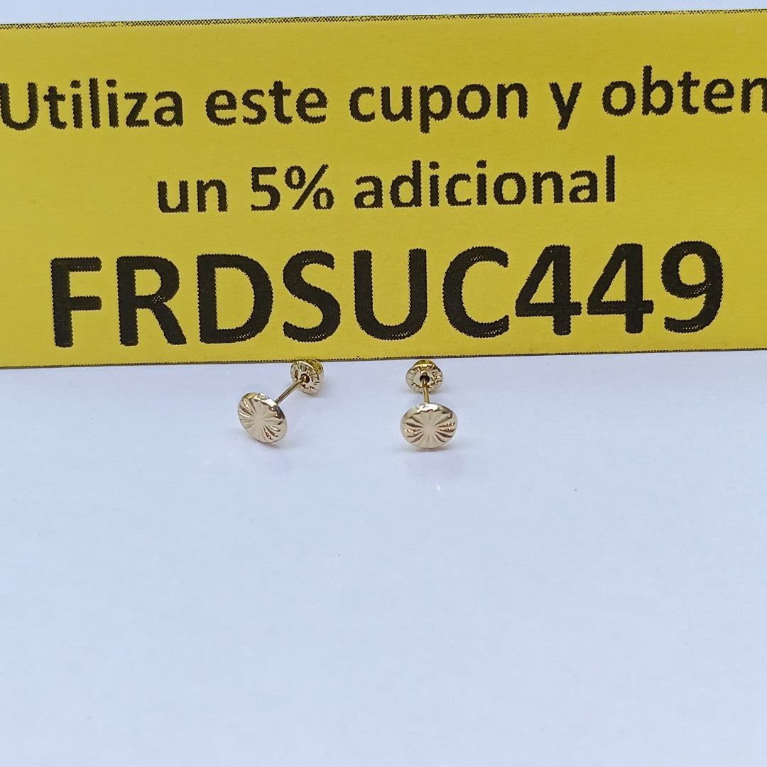 BROQUELES BROQUEL FIG BOTON RAYADO 14K 0.1577 GR (NUEVO)