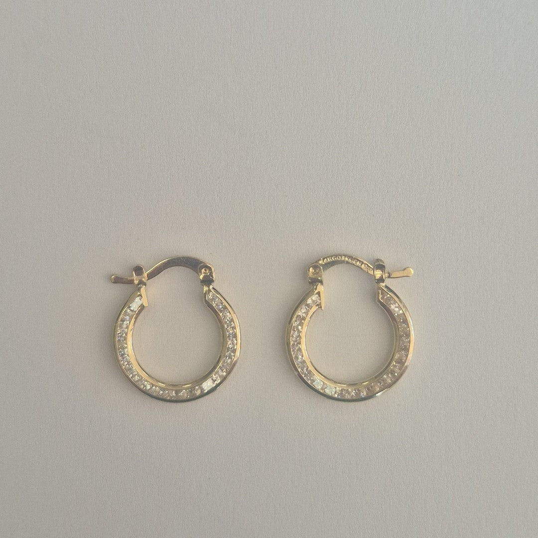 ARETES ARRACADAS CON CIRCONIAS 14K 2.4 GR (NUEVO)