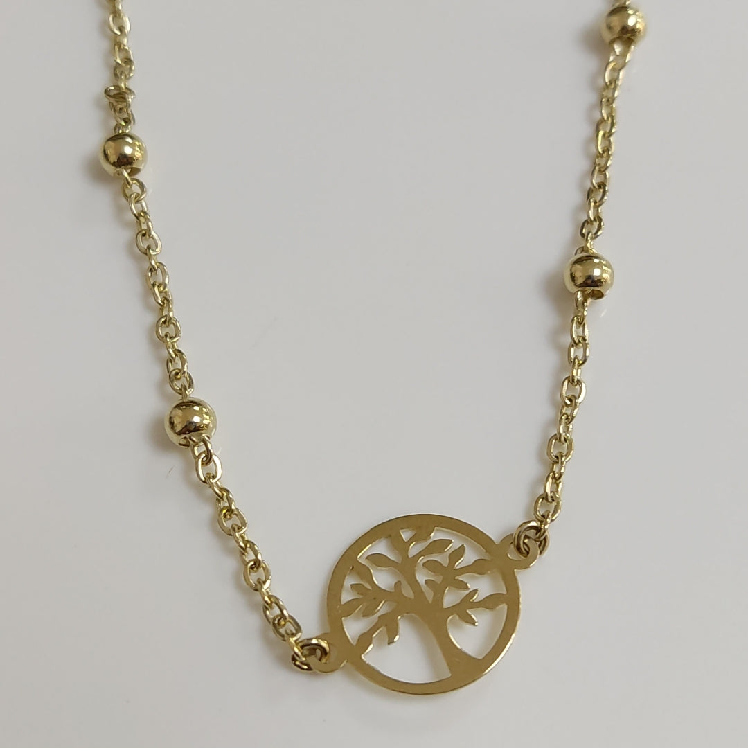 PULSERA TEJIDO ESPECIAL ARBOL 14K 18 CM 1.7 GR (NUEVO)