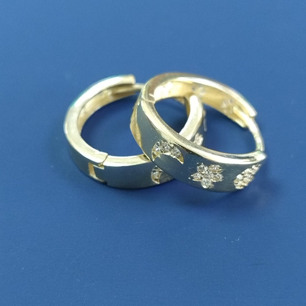 ARETES TEJIDO HUGGIES CON CIRCONIAS 14K 2.8 GR (NUEVO)