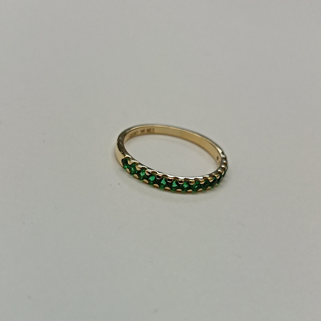 ANILLO ANILLITO MEDIA CHURUMBELA C PDRAS COLOR VERDE 14K 7 TALLA 1.5 GR (NUEVO)