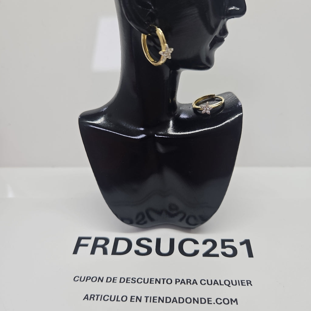 ARETES ARRACADAS FIG ESTRELLA CIRCONIAS 10K 1.6 GR (NUEVO)
