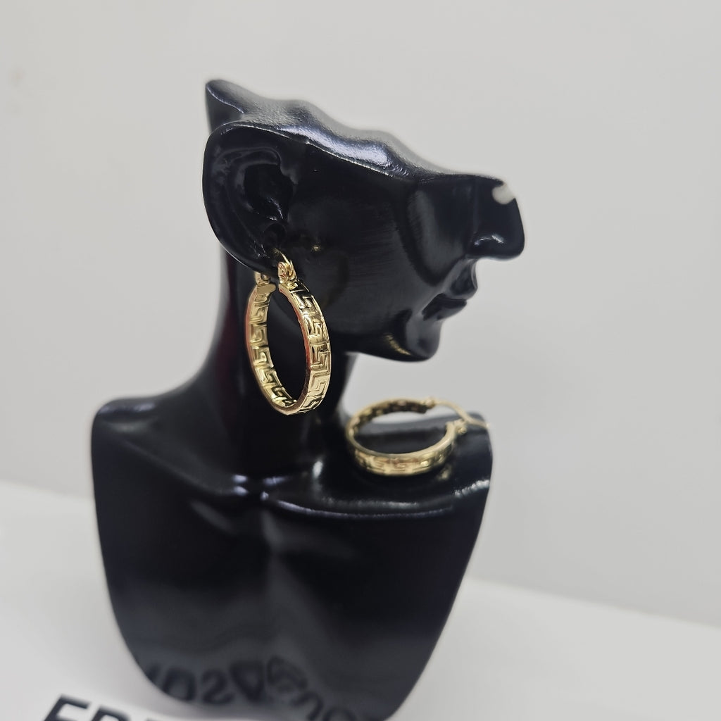 ARETES TEJIDO ARRACADAS TIPO GRECAS 14K 2.1 GR (NUEVO)